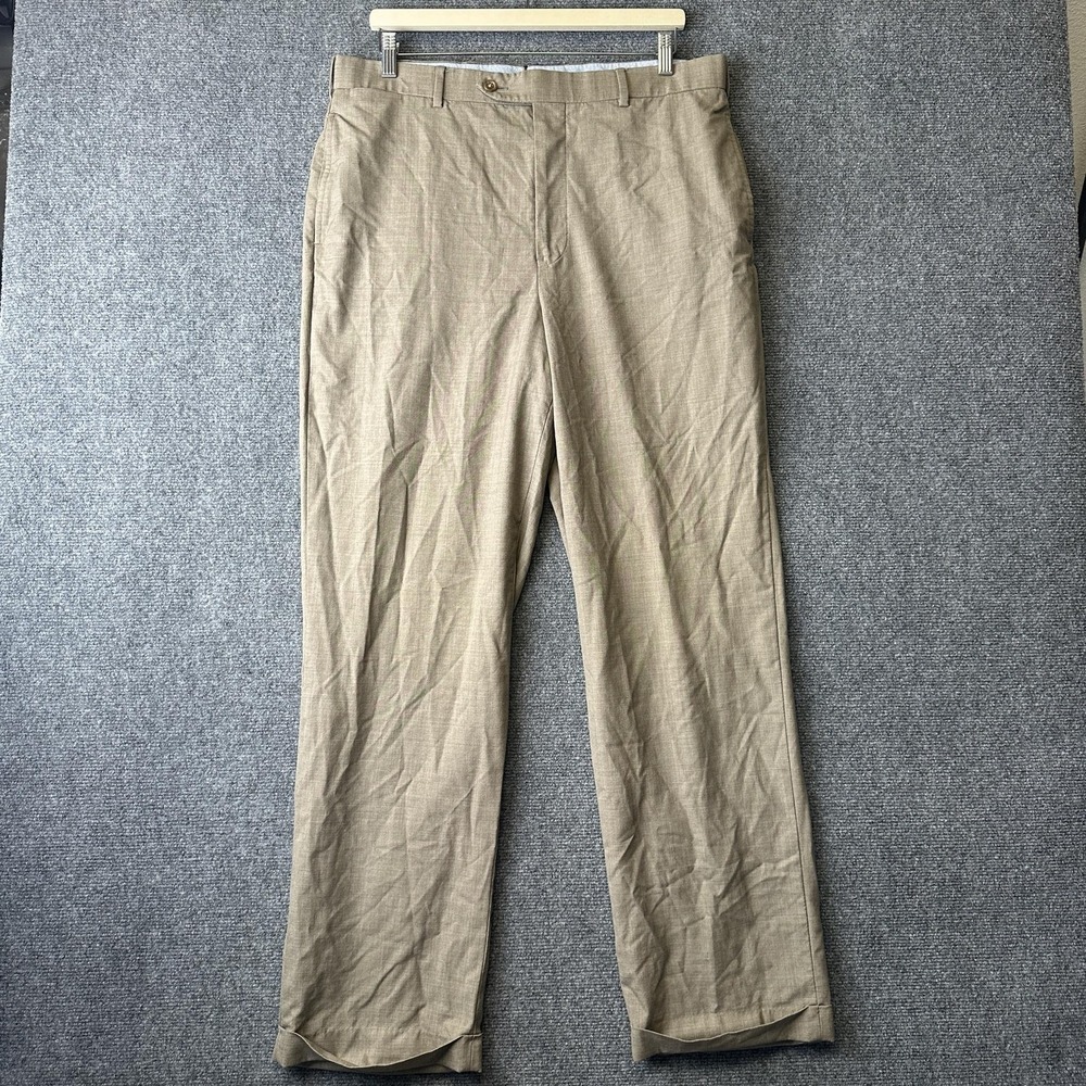Brooks Brothers Pants Mens 36x29 Beige Wool Tweed Saxxon Dress Lined Classic Fit